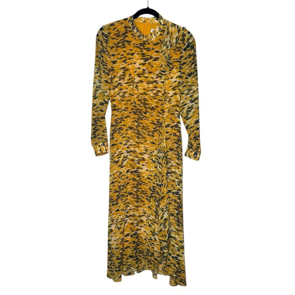 Whistles Ines Ikat Animal Print long sleeve midi dress womens 4 cocktails event - Picture 5 of 11